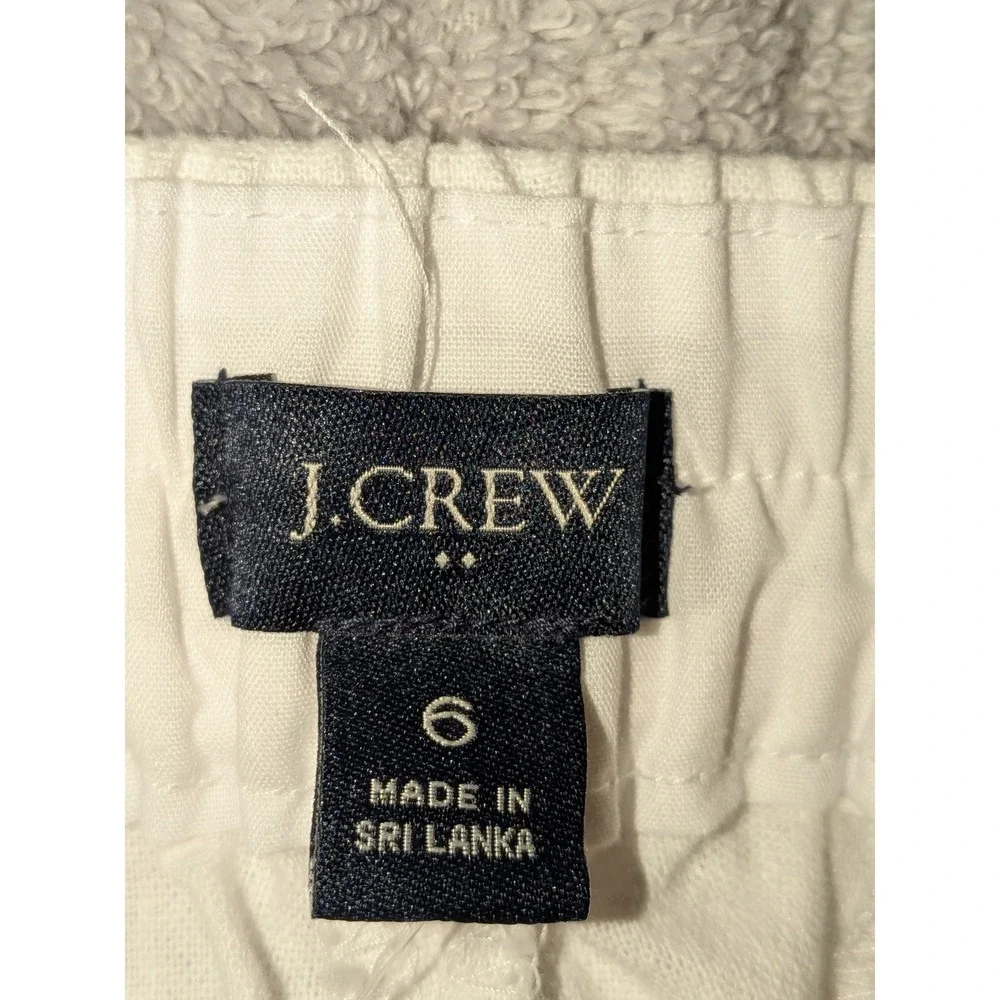 J. Crew White Linen Blend Cropped Pants Button Detail Size 6 NWT‎ $98